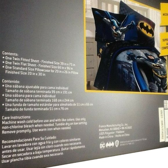 brand new Batman Guardian Speed 3-piece Black, Gray, and Blue Twin Sheet Set - Picture 11 of 15